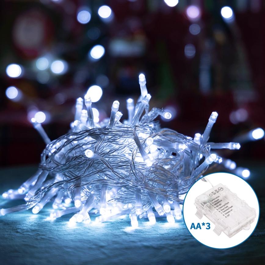 Aigostar - LED Lauko Kalėdinė girlianda 100xLED/8 funkcijos 10,3m IP44 šalta balta