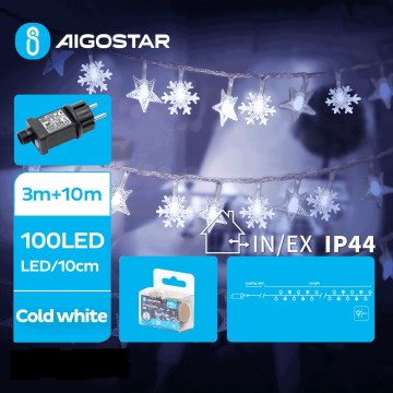 Aigostar - LED Lauko Kalėdinė girlianda 100xLED/8 funkcijos 13m IP44 šalta balta