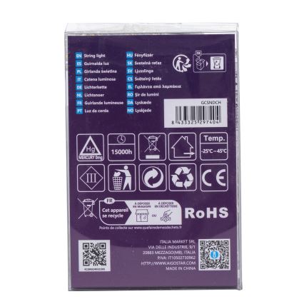 Aigostar -LED Lauko Kalėdinė girlianda 100xLED/8 funkcijos 3xAA 10,3m IP44 šilta balta
