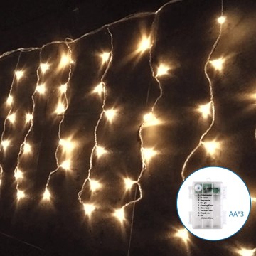 Aigostar-LED Lauko Kalėdinė girlianda 100xLED/8 funkcijos 3xAA 8x0,4m IP44 šilta balta