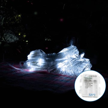 Aigostar -LED Lauko Kalėdinė girlianda 100xLED/8 funkcijos 4,5x1,5m IP44 šalta balta