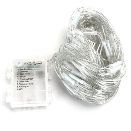 Aigostar -LED Lauko Kalėdinė girlianda 100xLED/8 funkcijos 4,5x1,5m IP44 šalta balta