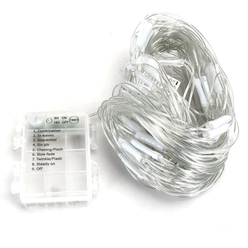 Aigostar -LED Lauko Kalėdinė girlianda 100xLED/8 funkcijos 4,5x1,5m IP44 šalta balta