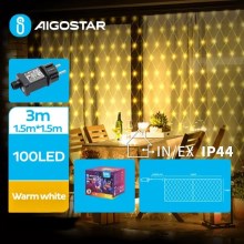 Aigostar - LED Lauko Kalėdinė girlianda 100xLED/8 funkcijos 4,5x1,5m IP44 šilta balta