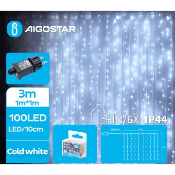 Aigostar - LED Lauko Kalėdinė girlianda 100xLED/8 funkcijos 4x1m IP44 šalta balta