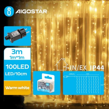 Aigostar - LED Lauko Kalėdinė girlianda 100xLED/8 funkcijos 4x1m IP44 šilta balta