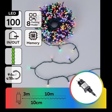 Aigostar - LED Lauko kalėdinė girlianda 100xLED/8 funkcijų 13m IP44 daugiaspalvė