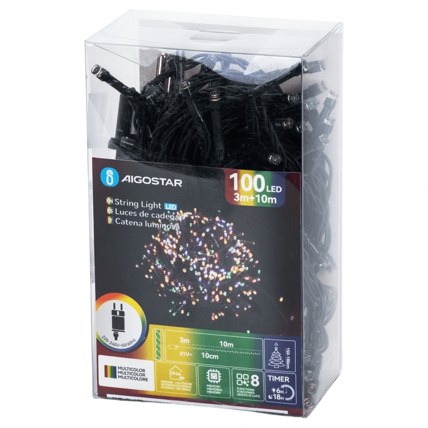 Aigostar - LED Lauko kalėdinė girlianda 100xLED/8 funkcijų 13m IP44 daugiaspalvė