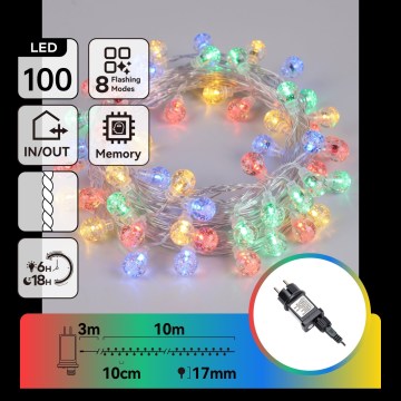 Aigostar - LED lauko kalėdinė girlianda 100xLED/8 funkcijų 13m IP44 daugiaspalvė