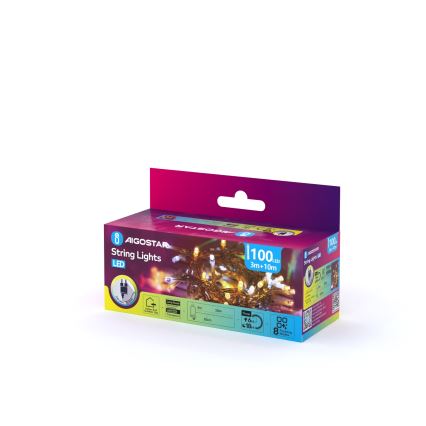 Aigostar - LED lauko kalėdinė girlianda 100xLED/8 funkcijų 13m IP44 šiltai balta/šaltai balta