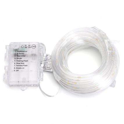 Aigostar - LED lauko kalėdinė girlianda 100xLED/8 funkcijų 3xAA 10,3m IP44 šiltai balta