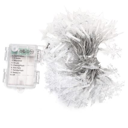Aigostar - LED lauko kalėdinė girlianda 100 LED / 8 režimų 3xAA 10 m IP44 šaltai balta
