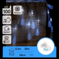 Aigostar - LED Lauko kalėdinė girlianda 100xLED/8 funkcijų 3xAA 10m IP44 šaltai balta lašeliai
