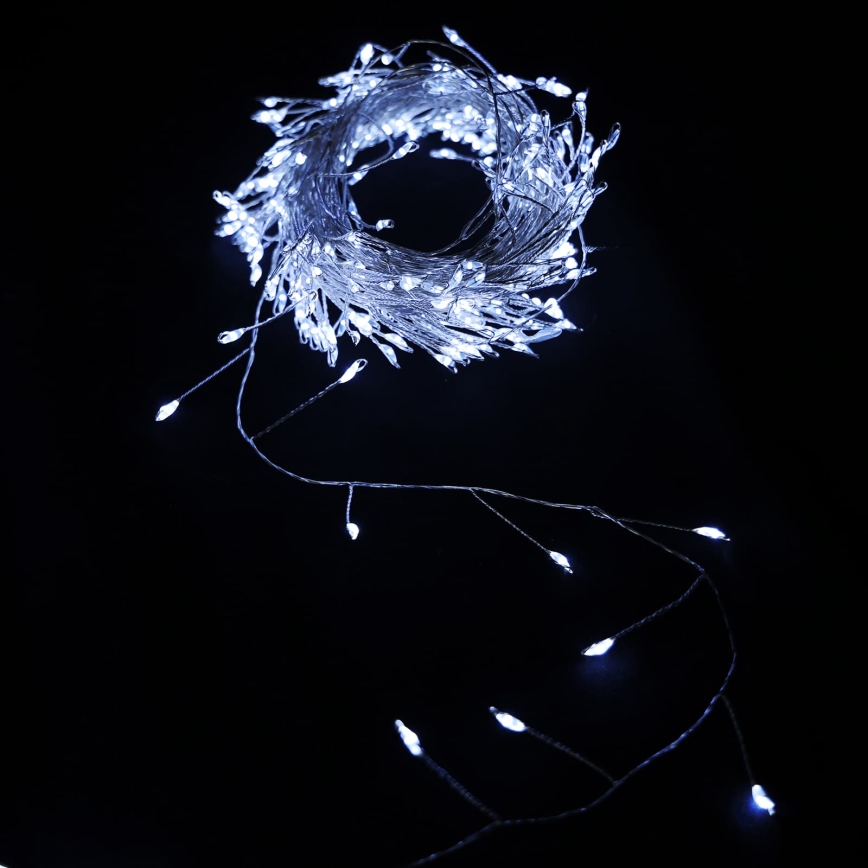 Aigostar - LED Lauko kalėdinė girlianda 100xLED/8 funkcijų 3xAA 3,3m IP44 šaltai balta