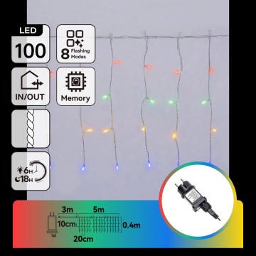 Aigostar - LED Lauko kalėdinė girlianda 100xLED/8 funkcijų 8x0,4m IP44 daugiaspalvis