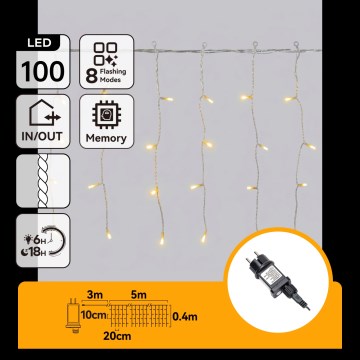 Aigostar - LED lauko kalėdinė girlianda 100xLED/8 funkcijų 8x0,4m IP44 šilta balta