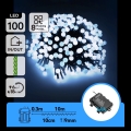 Aigostar - LED lauko kalėdinė girlianda 100xLED/8 režimai 3xAA 10,3m IP44 šaltai balta