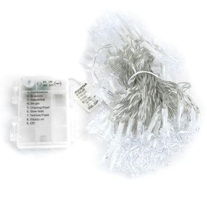 Aigostar - LED lauko girlianda, 100 LED / 8 režimai, 3xAA, 10 m, IP44, šiltai balta, žvaigždės