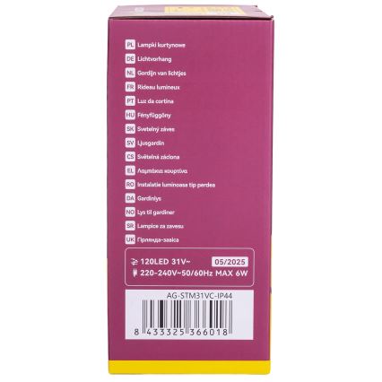 Aigostar - LED lauko girlianda 120xLED/6W/230V/8 režimų 3x0,6m IP44 šiltai balta + su nuotolinio valdymo pultu