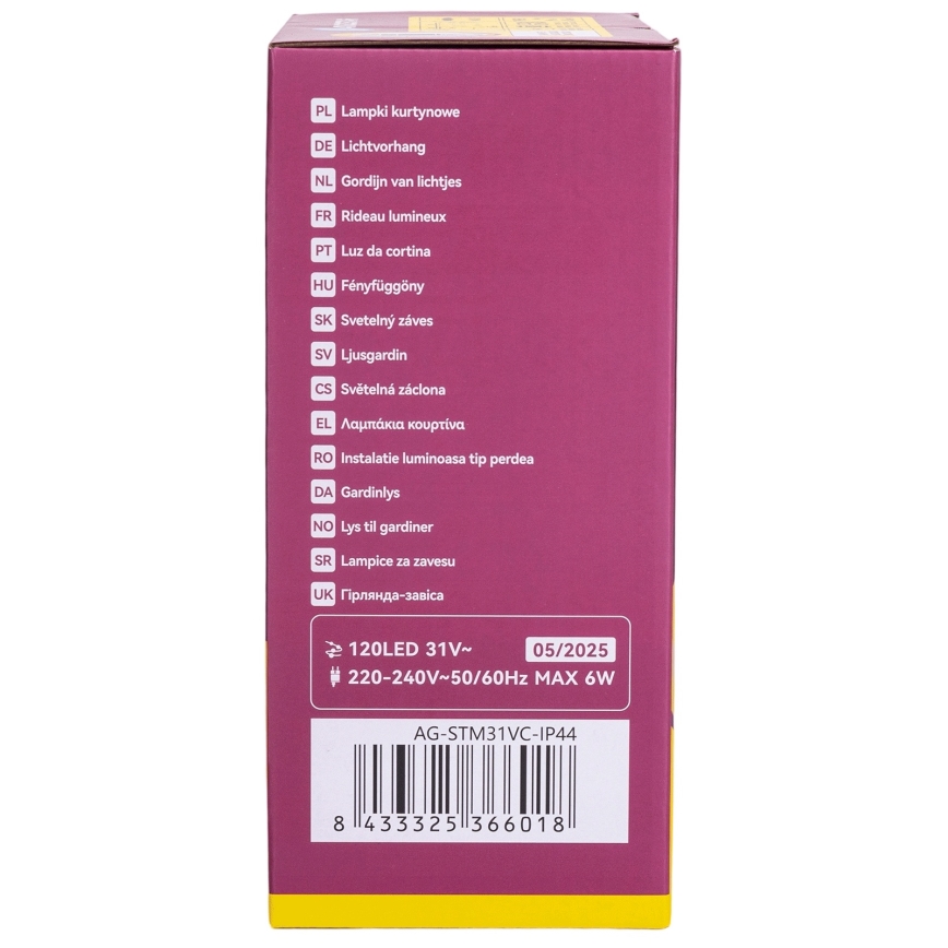 Aigostar - LED lauko kalėdinė girlianda 120xLED/6W/230V/8 funkcijų 3x0,6m IP44 šiltai balta + nuotolinis valdymas