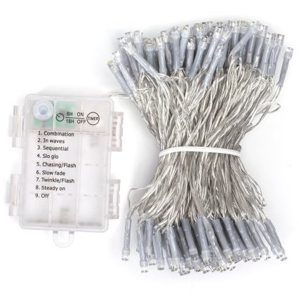 Aigostar - LED lauko kalėdinė girlianda 150 LED/8 funkcijų 3xAA 15,3 m IP44 daugiaspalvė