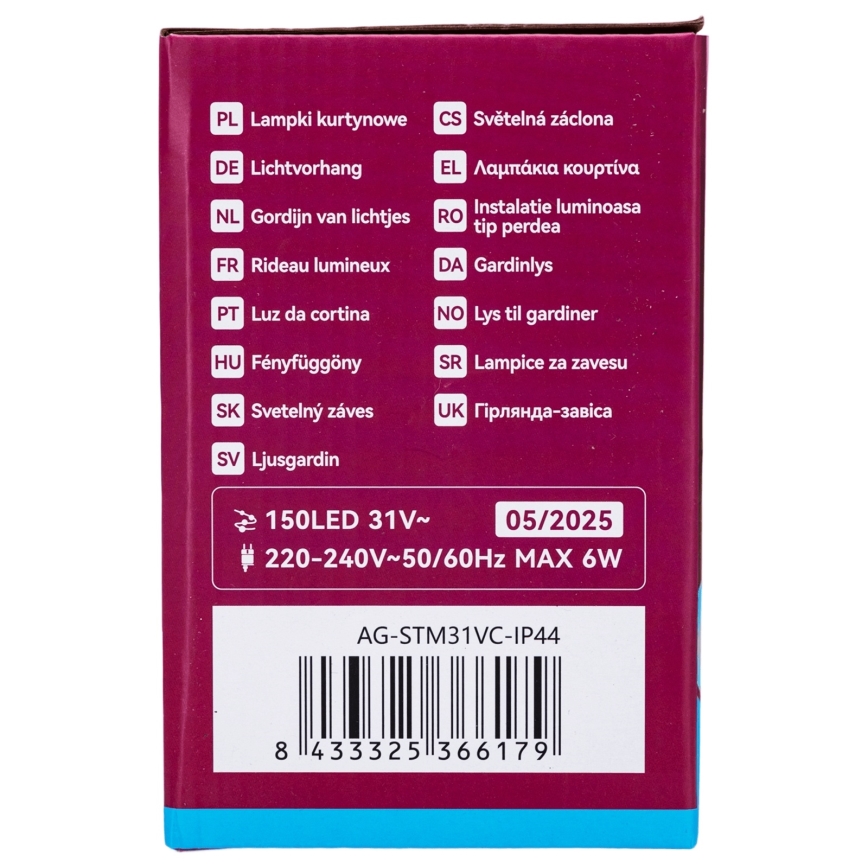 Aigostar - LED lauko girlianda 150xLED/6W/230V/8 režimai 1,5x1m IP44 šaltai balta + nuotolinis valdymas