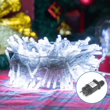 Aigostar - LED Lauko Kalėdinė girlianda 150xLED/8 funkcijos 18m IP44 šalta balta