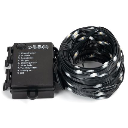 Aigostar -LED Lauko Kalėdinė girlianda 150xLED/8 funkcijos 3xAA 15,3m IP44 šilta balta