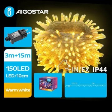 Aigostar - LED lauko kalėdinė girlianda 150xLED/8 funkcijų 18m IP44 šiltai balta