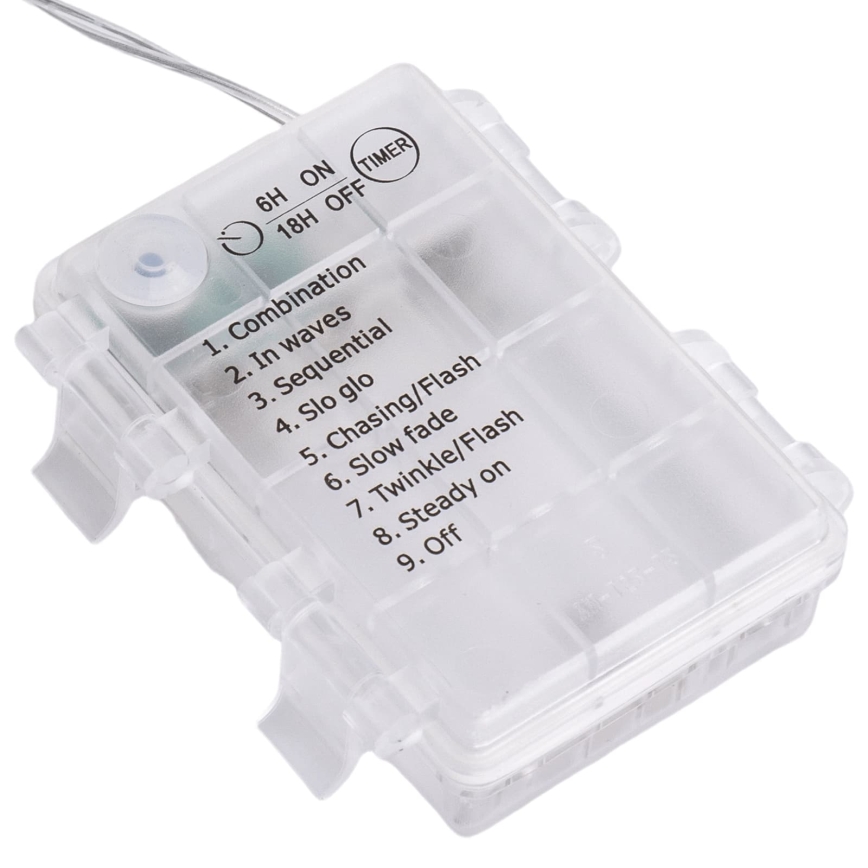 Aigostar - LED lauko kalėdinė girlianda 156xLED/8 funkcijų 3xAA 4,2x1,2m IP44 šaltai balta