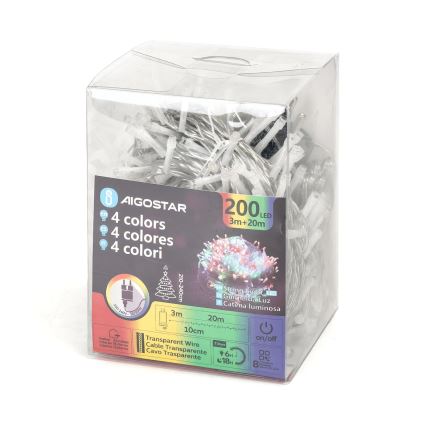 Aigostar - LED lauko kalėdinė girlianda 200 LED/8 funkcijų, 23 m, IP44, daugiaspalvė