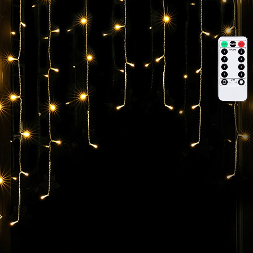 Aigostar - LED lauko Kalėdinė girlianda 200xLED/6W/230V/8 funkcijų 3x1m IP44 šilta balta + nuotolinis valdymas