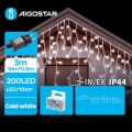 Aigostar - LED Lauko Kalėdinė girlianda 200xLED/8 funkcijos 13x0,6m IP44 šalta balta