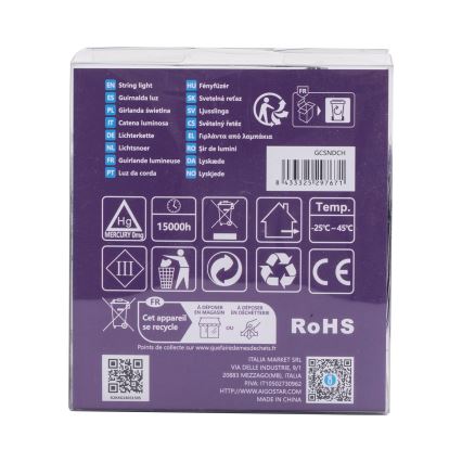 Aigostar - LED Lauko Kalėdinė girlianda 200xLED/8 funkcijos 3xAA 10,3m IP44 šilta balta