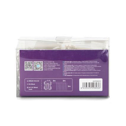 Aigostar - LED Lauko Kalėdinė girlianda 200xLED/8 funkcijos 3xAA 5x2m IP44 daugiaspalvis