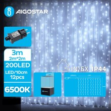 Aigostar - LED Lauko Kalėdinė girlianda 200xLED/8 funkcijos 5x2m IP44 šalta balta