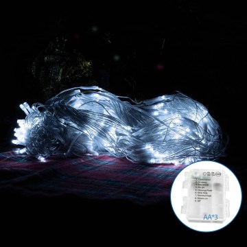 Aigostar - LED Lauko Kalėdinė girlianda 200xLED/8 funkcijos 6x1,5m IP44 šalta balta