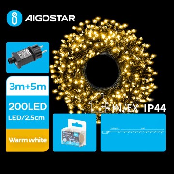 Aigostar - LED Lauko Kalėdinė girlianda 200xLED/8 funkcijos 8m IP44 šilta balta