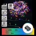 Aigostar -LED Lauko kalėdinė girlianda 200xLED/8 funkcijų 3xAA 10,3m IP44 įvairiaspalvė