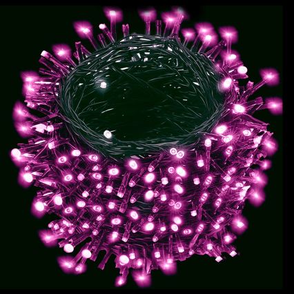 Aigostar - LED Lauko kalėdinė girlianda 200xLED/8 funkcijų 3xAA 10,3m IP44 rožinė