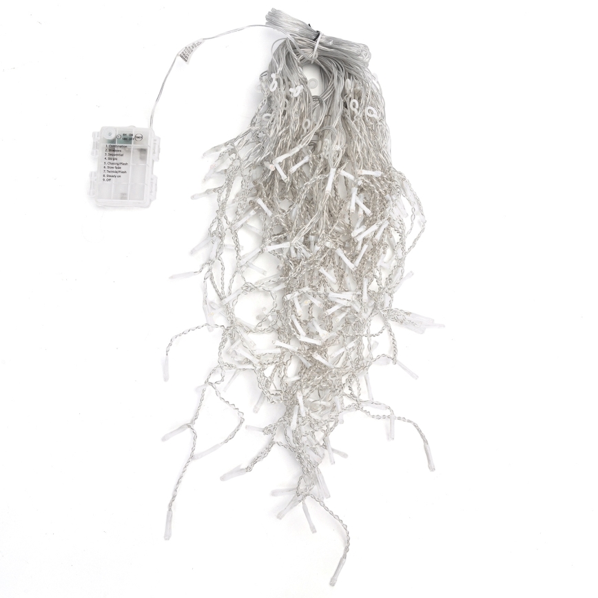 Aigostar - LED lauko kalėdinė girlianda 200xLED/8 režimai 3xAA 13x0,6 m IP44 įvairiaspalvė