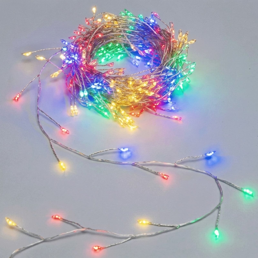 Aigostar - LED lauko kalėdinė girlianda 200xLED/8 funkcijų 3xAA 6,3m IP44 įvairiaspalvė