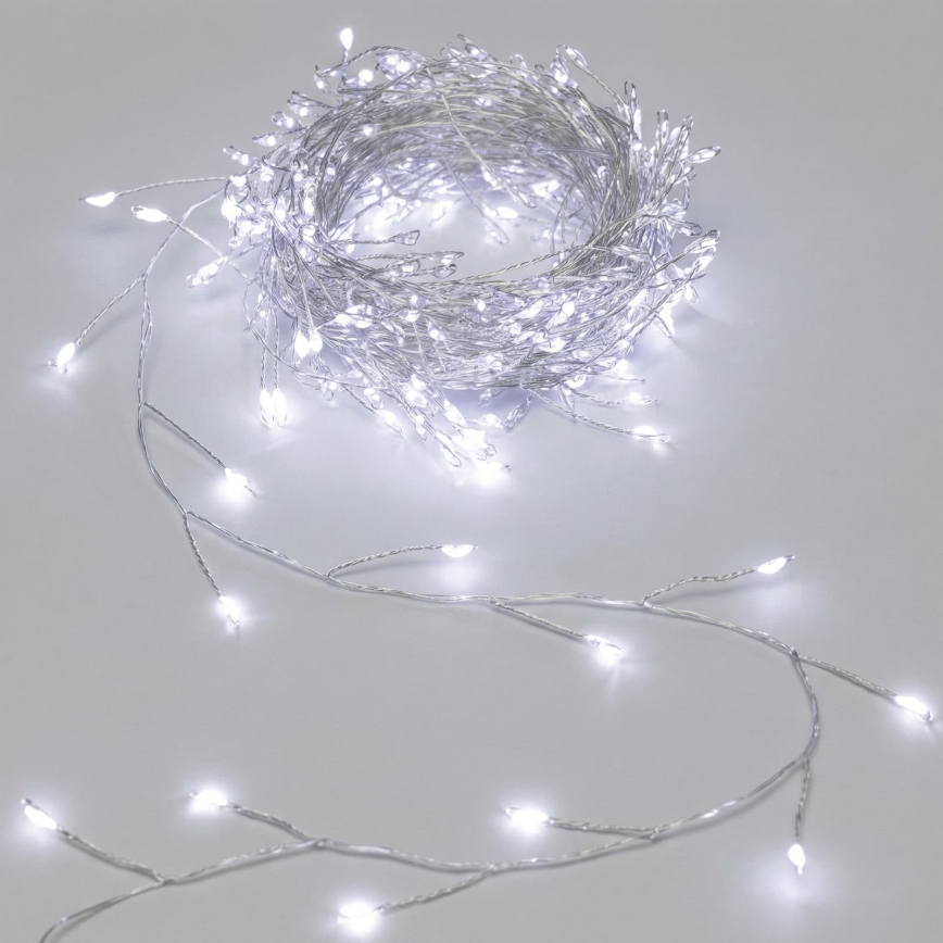 Aigostar - LED lauko kalėdinė girlianda 200xLED/8 funkcijų 3xAA 6,3m IP44 šaltai balta