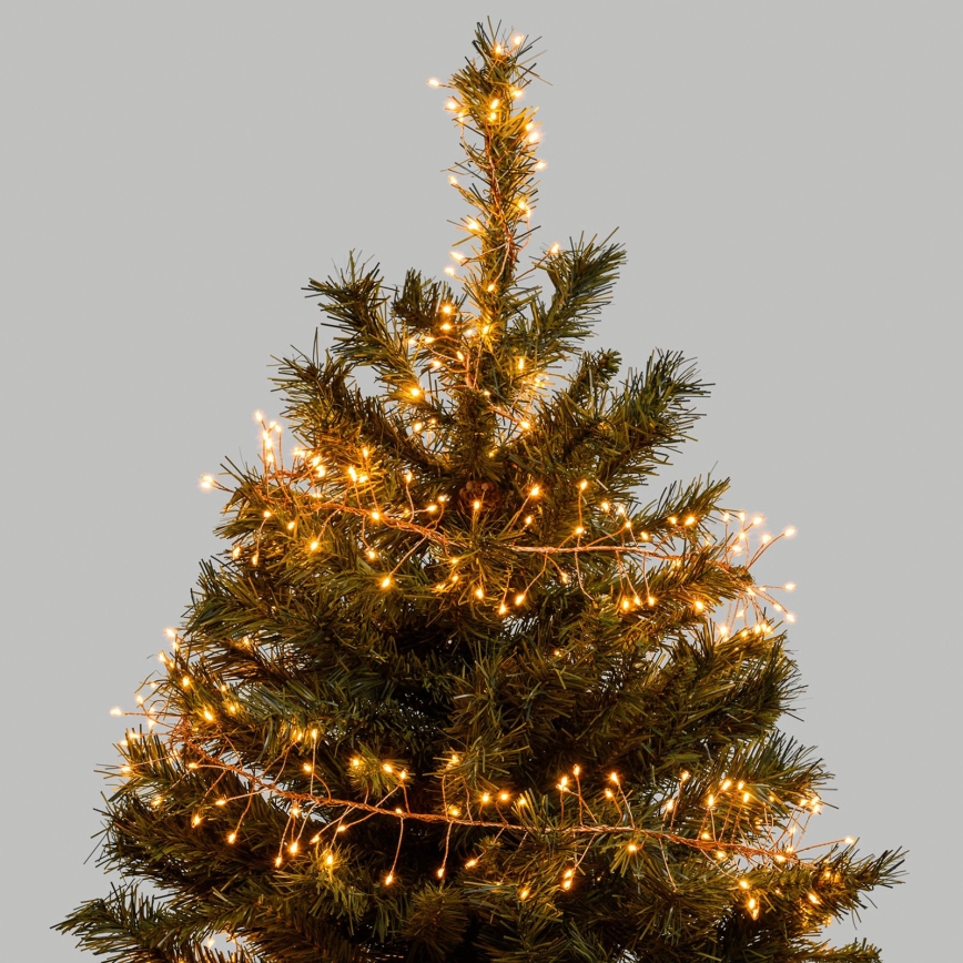 Aigostar - LED lauko kalėdinė girlianda 200xLED/8 režimų 3xAA 6,3m IP44 šiltai balta