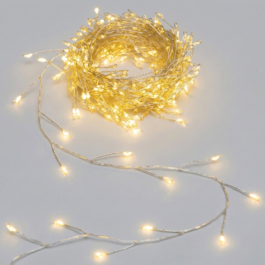 Aigostar - LED lauko kalėdinė girlianda 200xLED/8 režimų 3xAA 6,3m IP44 šiltai balta