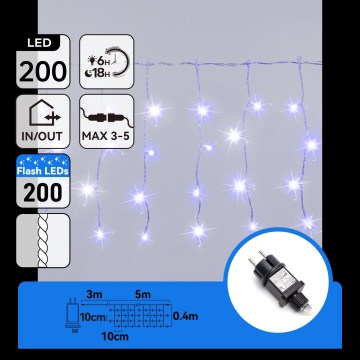 Aigostar - LED lauko kalėdinė girlianda 200xLED 8x0,4m IP44 mėlyna