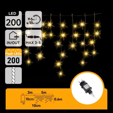 Aigostar - LED Lauko kalėdinė girlianda 200xLED 8x0,6m IP44 šiltai balta