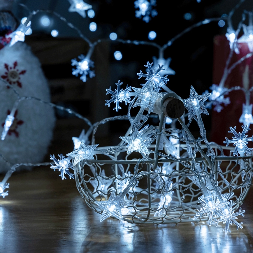 Aigostar - Lauko LED girlianda 25xLED/8 funkcijų 3xAA 2,5 m IP44 šaltai balta