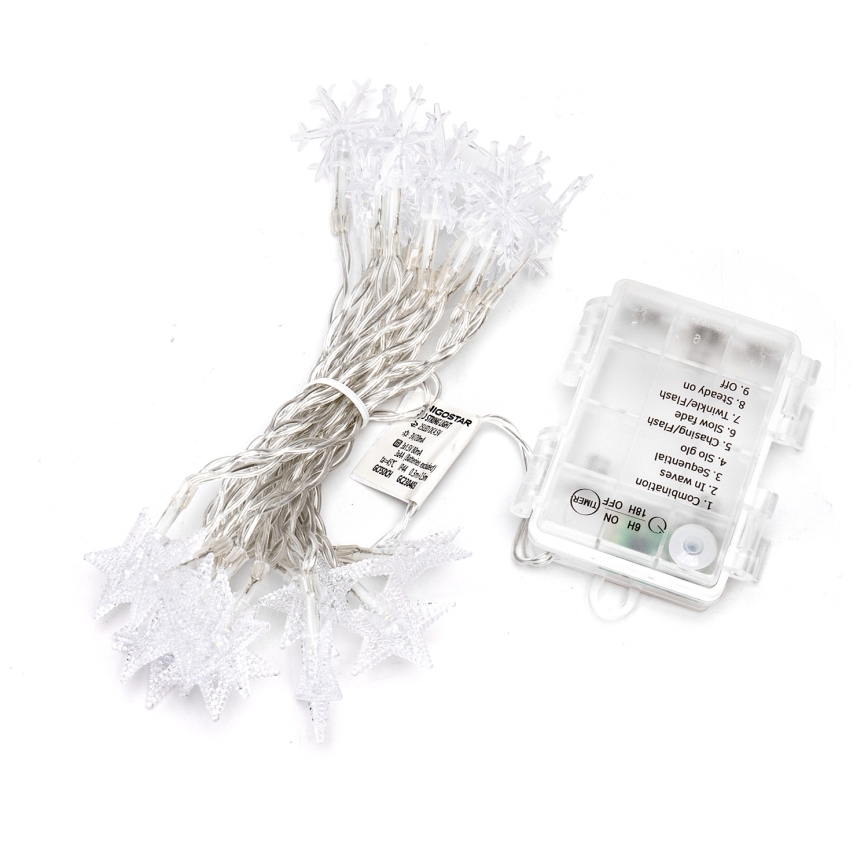 Aigostar - Lauko LED girlianda 25xLED/8 funkcijų 3xAA 2,5 m IP44 šaltai balta