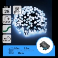 Aigostar - LED lauko kalėdinė girlianda, 25 LED / 8 režimų, 3×AA, 2,8 m, IP44, šaltai balta
